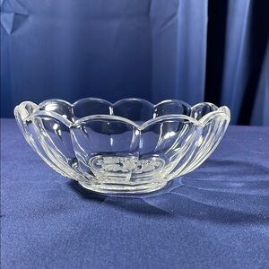 Elegant Clear Glass Bowl with Fruit Etched on the Bottom